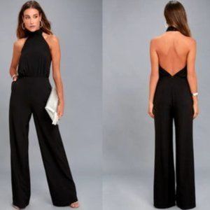 Lulu's Moment For Life Black Halter Jumpsuit, Size S